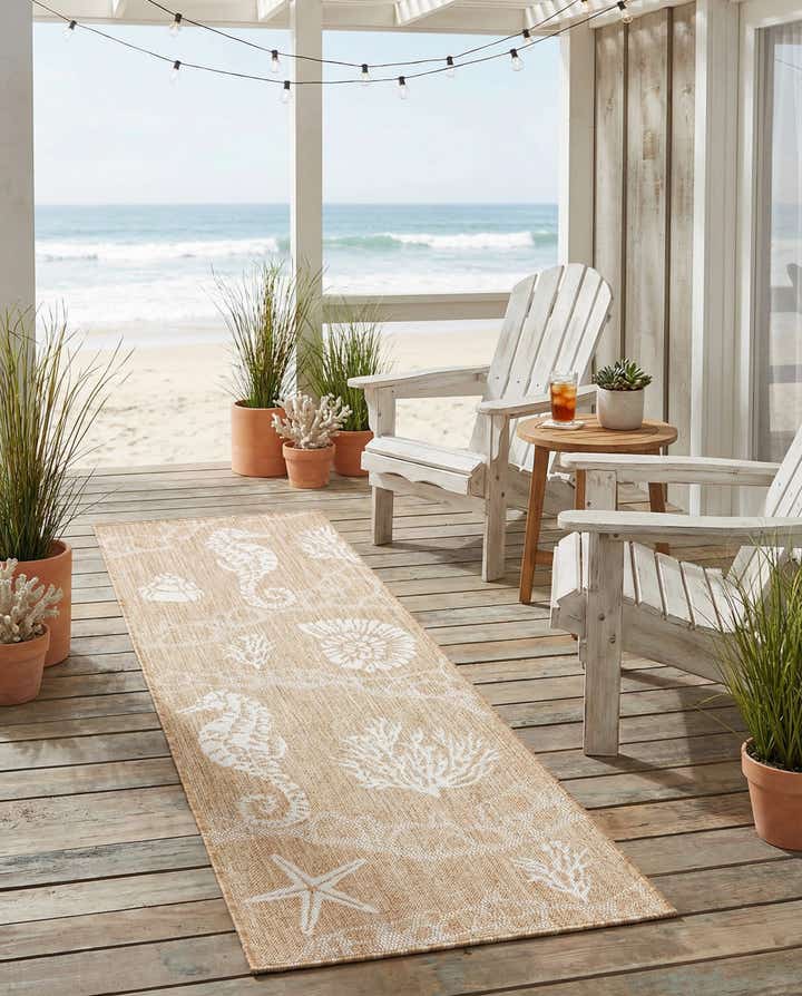 2' x 6' Easy-Clean Coastal Indoor / Outdoor Runner Rug