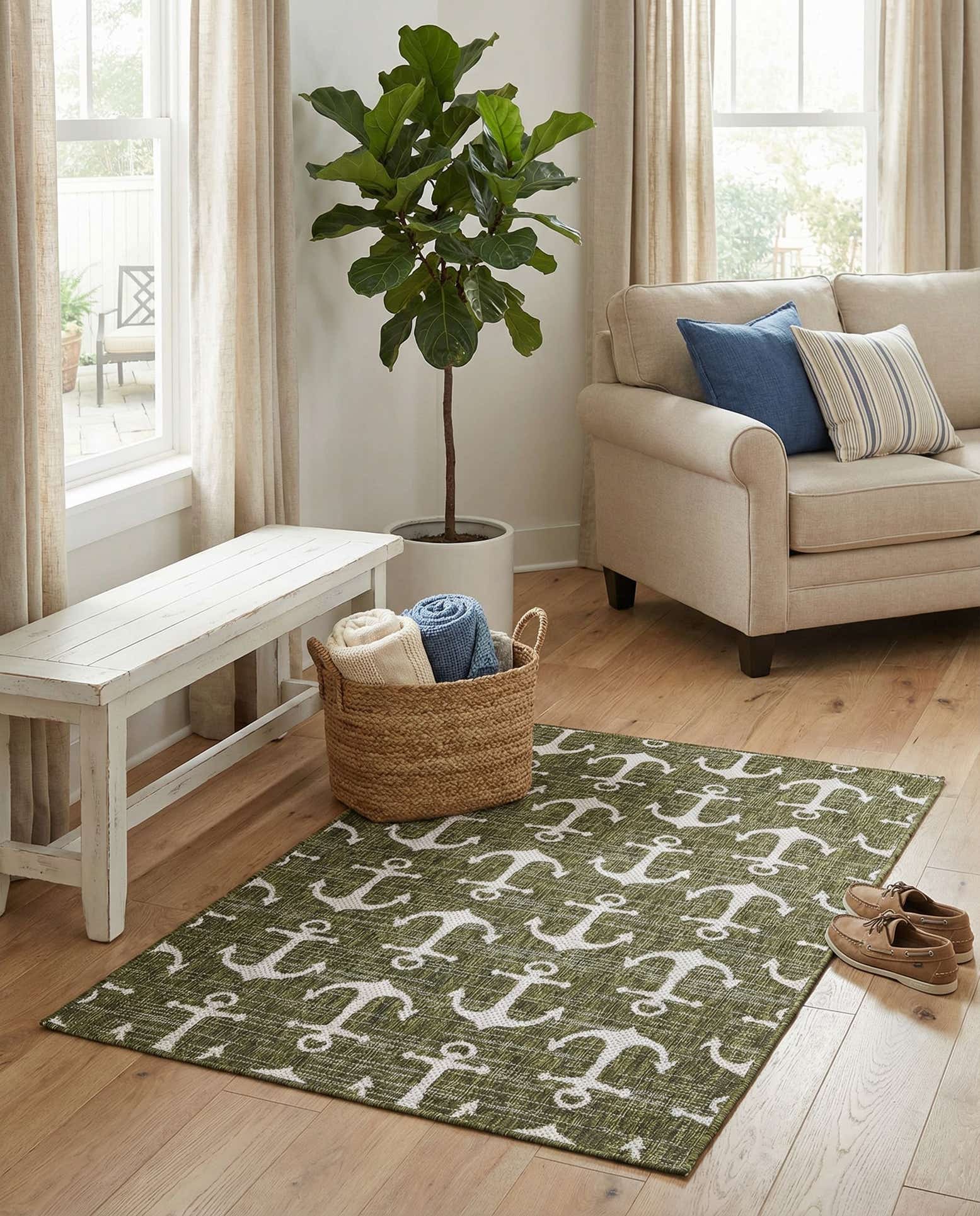 3' x 5' 3 Easy-Clean Coastal Indoor / Outdoor Rug