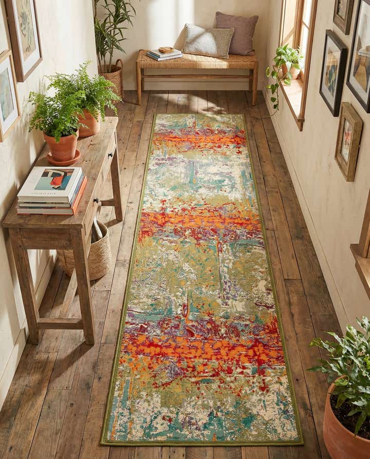 2' 7 x 11' Easy-Clean Modern Indoor / Outdoor Runner Rug