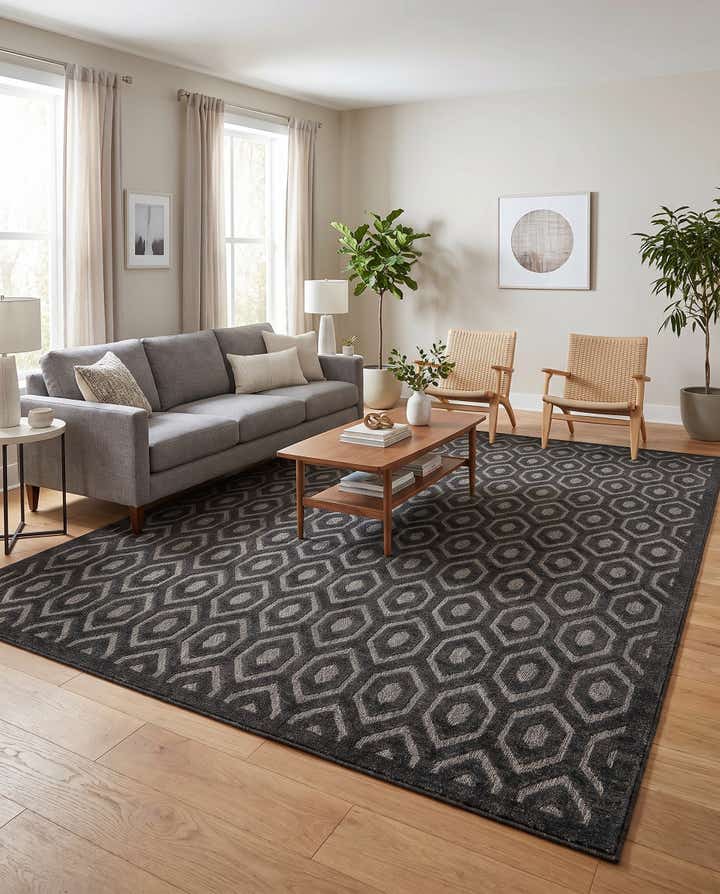 9' x 12' Easy-Clean Trellis Textured Indoor / Outdoor Rug