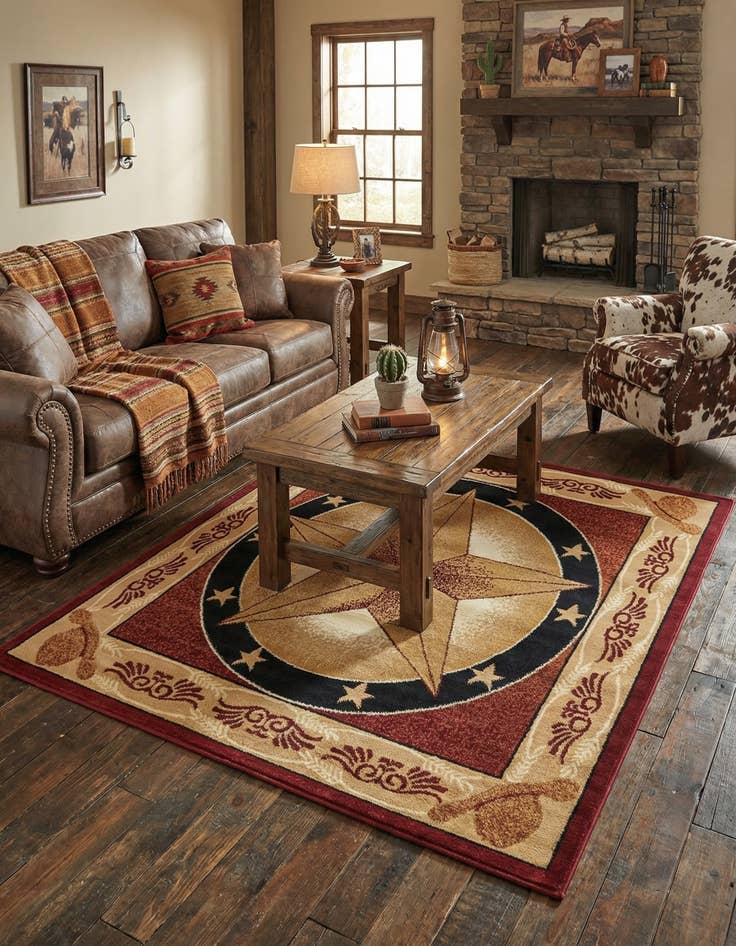 Detail image of  5' 3 x 5' 3 Pioneer Square Rug