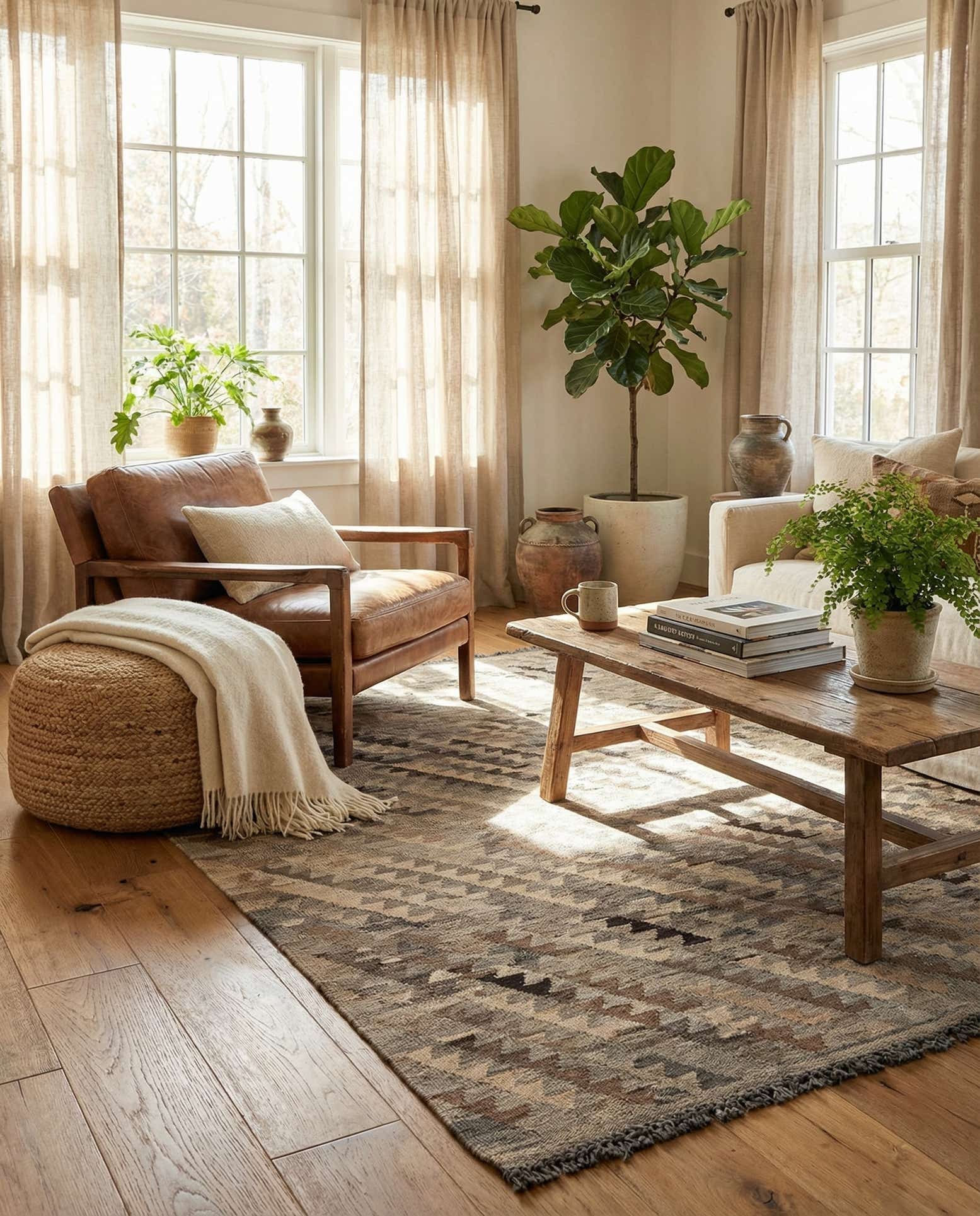 4' x 5' 10 Hand Woven Kilim Maymana Wool Rug