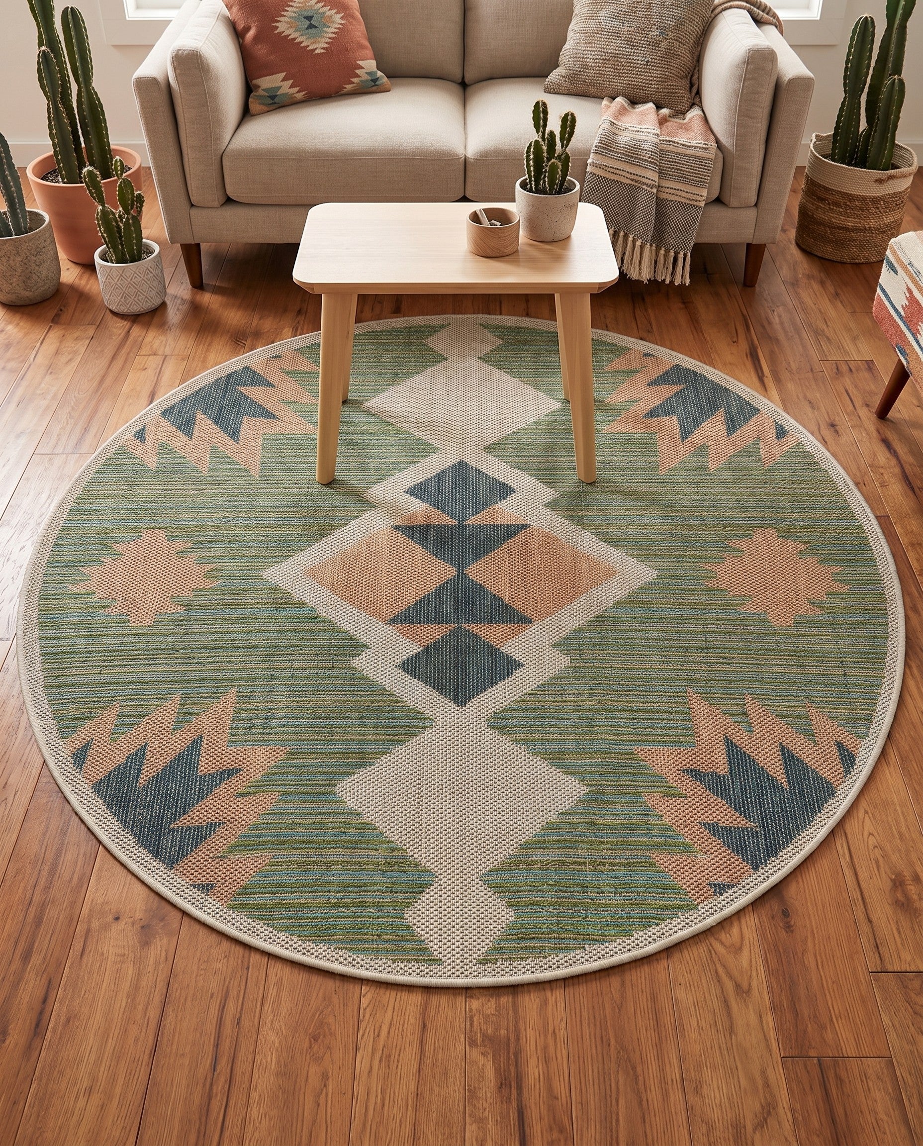 5' 3 x 5' 3 Easy-Clean Baja Indoor / Outdoor Round Rug