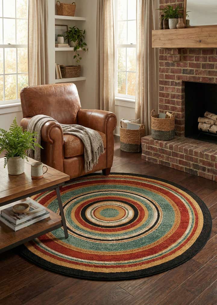 4' x 4' Easy-Clean Modern Indoor / Outdoor Round Rug