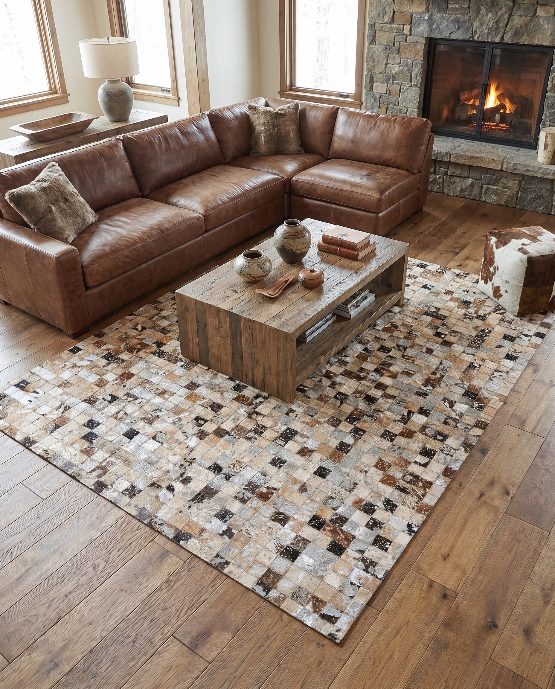 5' 2 x 7' 3 Cowhide Stocks Rug