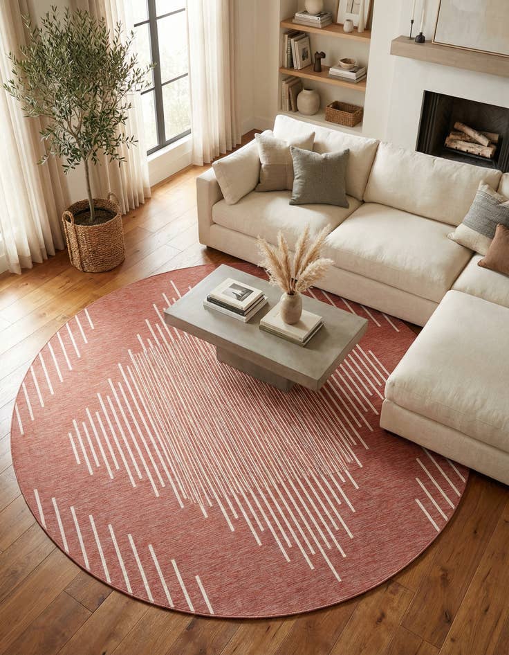 Detail image of  13' x 13'  Washable Modern Indoor / Outdoor Round Rug