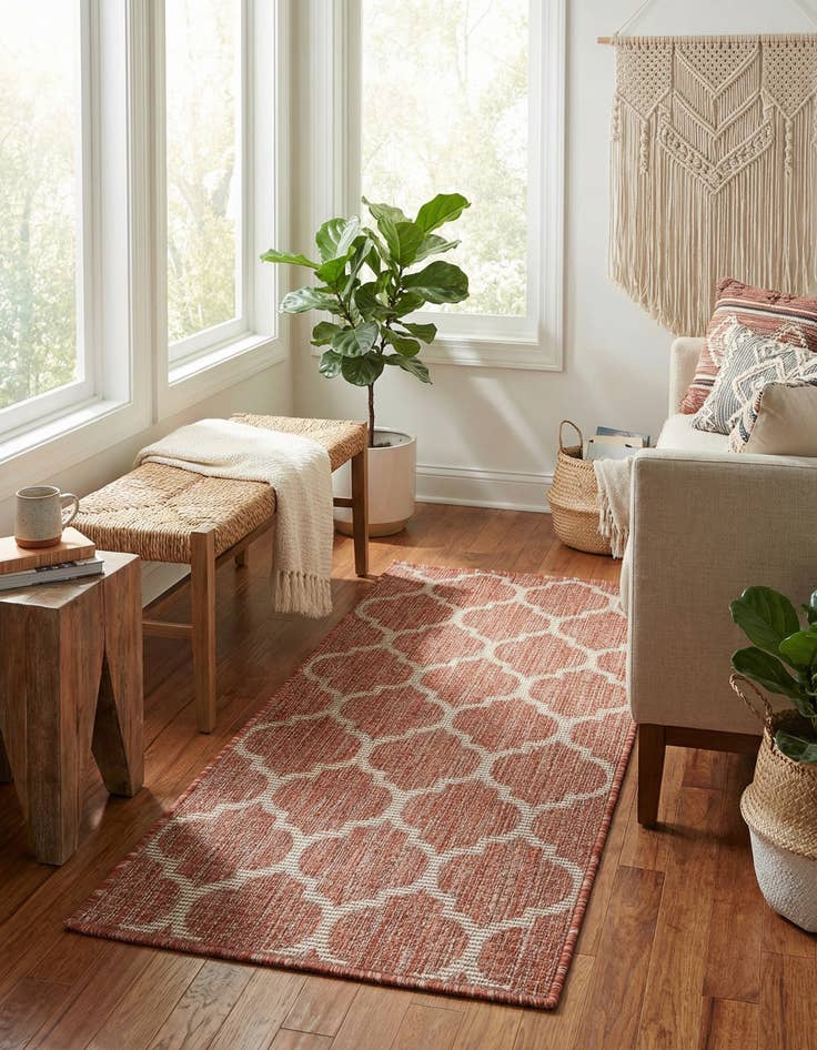 Detail image of 2' x 3' 1  Washable Trellis Indoor / Outdoor Rug