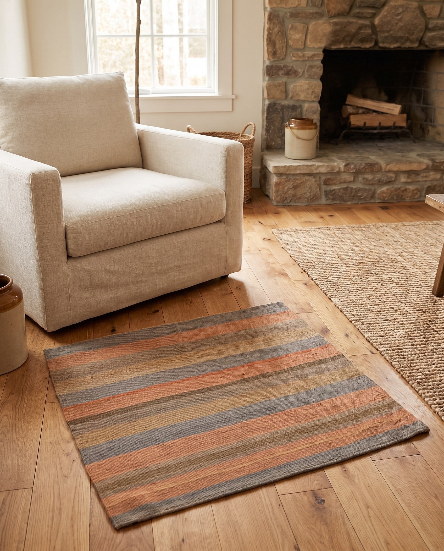 3' 2 x 3' 3 Hand Woven Pillow Wool Square Rug