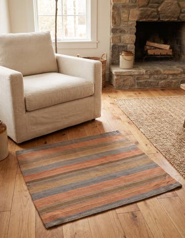 3' 2 x 3' 3 Hand Woven Pillow Wool Square Rug