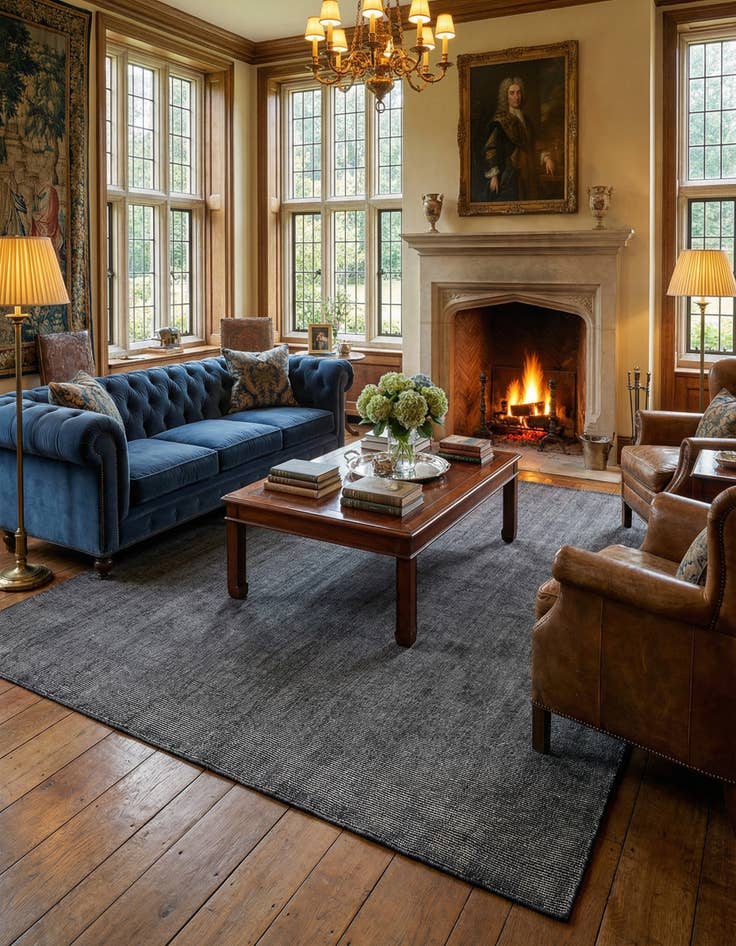 Detail image of  10' x 10'  Hand Woven Jill Zarin English Manor Farmhouse Wool Square Rug