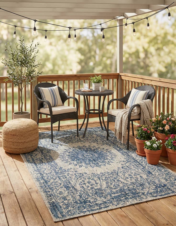 Detail image of 4' x 6'  Washable Traditional Indoor / Outdoor Rug