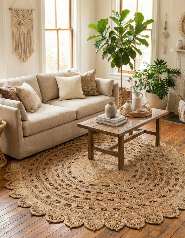 Detail image of  7' 10 x 7' 10  Hand Braided Jute Round Rug