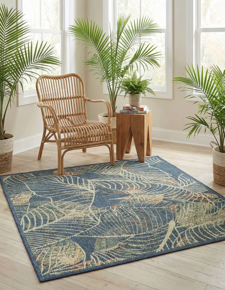 Detail image of 5' 3 x 5' 3  Washable Baja Indoor / Outdoor Square Rug