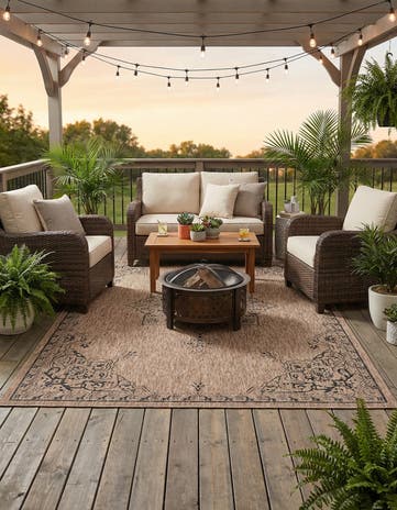 7' 10 x 11' Easy-Clean Traditional Indoor / Outdoor Rug