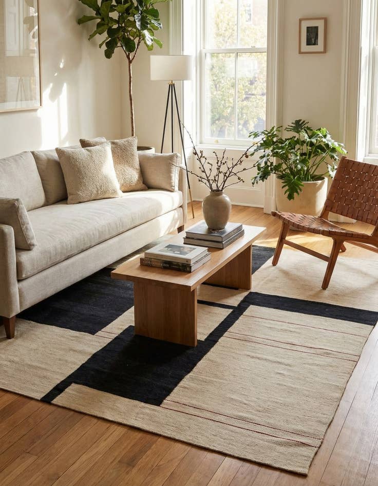 Detail image of 6' x 7' 7  Hand Woven Kilim Modern Wool Rug