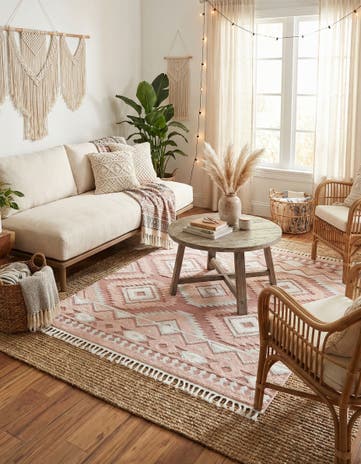 Pink Boho Square Rug