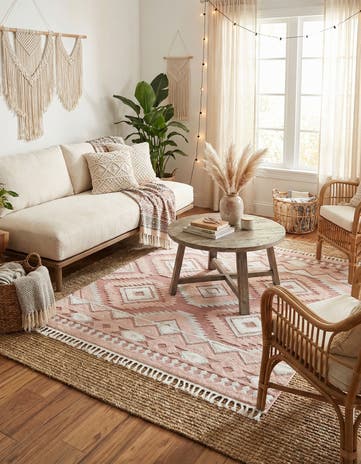 Pink Boho Square Rug
