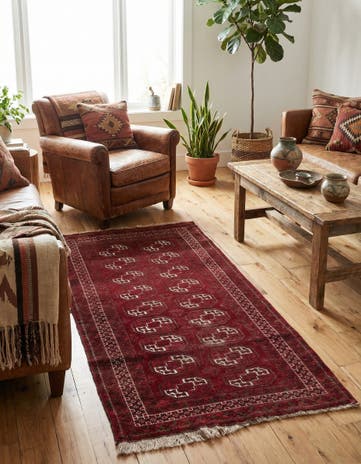 3' 10 x 7' 2 Hand Knotted Afghan Akhche Wool Rug