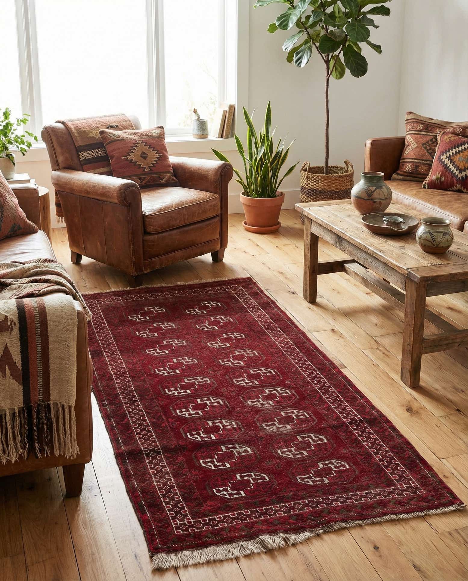 3' 10 x 7' 2 Hand Knotted Afghan Akhche Wool Rug