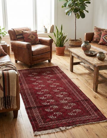 3' 10 x 7' 2 Hand Knotted Afghan Akhche Wool Rug