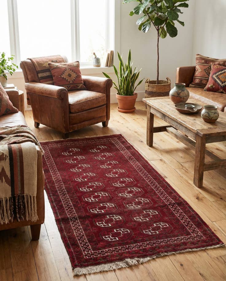 Detail image of 3' 10 x 7' 2 Hand Knotted Afghan Akhche Wool Rug