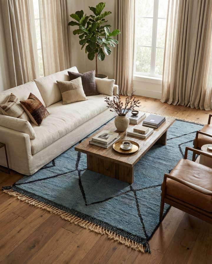 6' 5 x 10' 5 Hand Knotted Moroccan Wool Rug