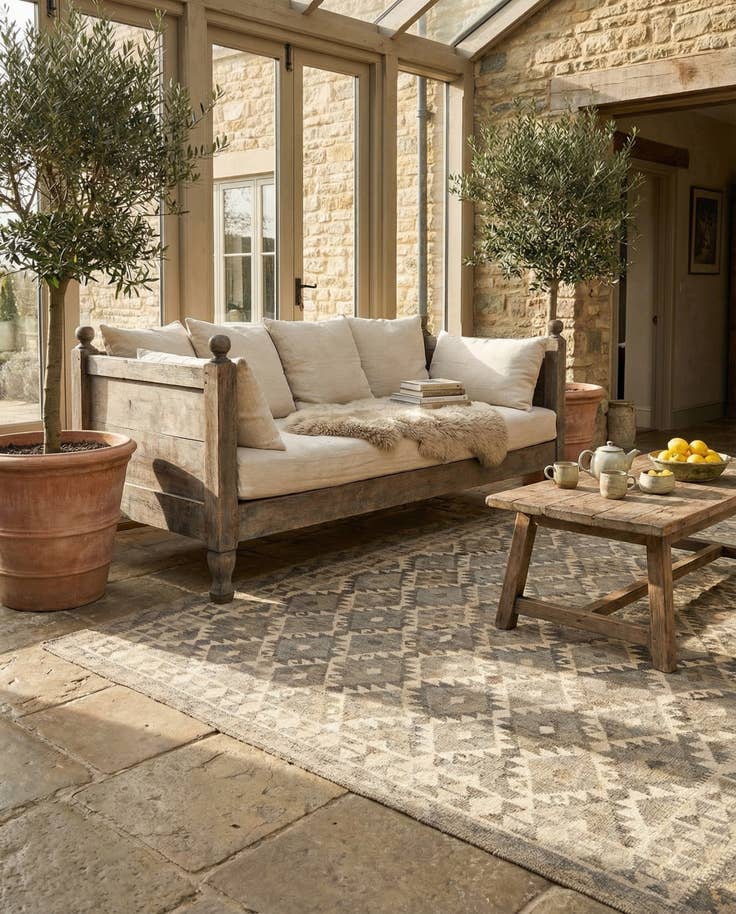 Detail image of 6' 8 x 9' 9 Hand Woven Kilim Maymana Wool Rug