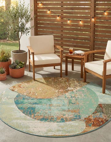 6' 1 x 6' 1 Easy-Clean Modern Indoor / Outdoor Round Rug