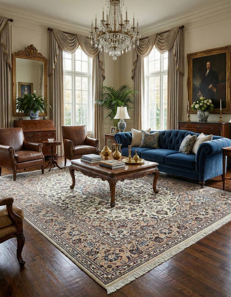 Detail image of 8' 3 x 10' 9 Kashan Wool Rug