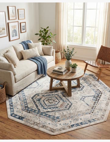 Gray Blue Charlotte Octagon Rug