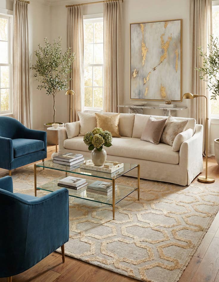 Detail image of 4' 10 x 7' 10  Hand Knotted Darya Rug