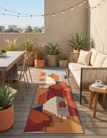 2' 7 x 10' Easy-Clean Modern Indoor / Outdoor Runner Rug