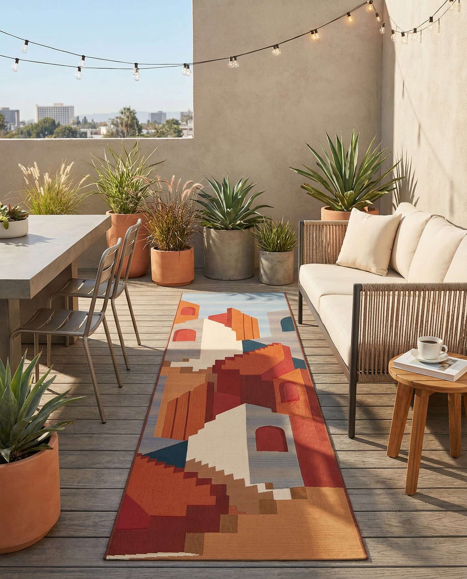 2' 7 x 10' Easy-Clean Modern Indoor / Outdoor Runner Rug