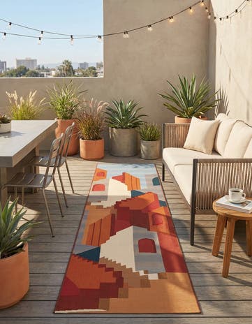 2' 7 x 10' Easy-Clean Modern Indoor / Outdoor Runner Rug