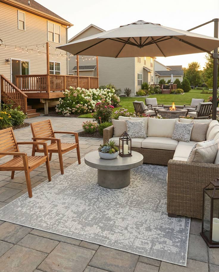 Detail image of 7' 10 x 10' Easy-Clean Traditional Indoor / Outdoor Rug