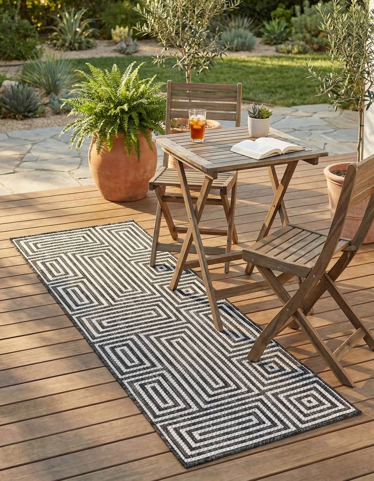 Detail image of 2' x 6'  Washable Modern Indoor / Outdoor Runner Rug