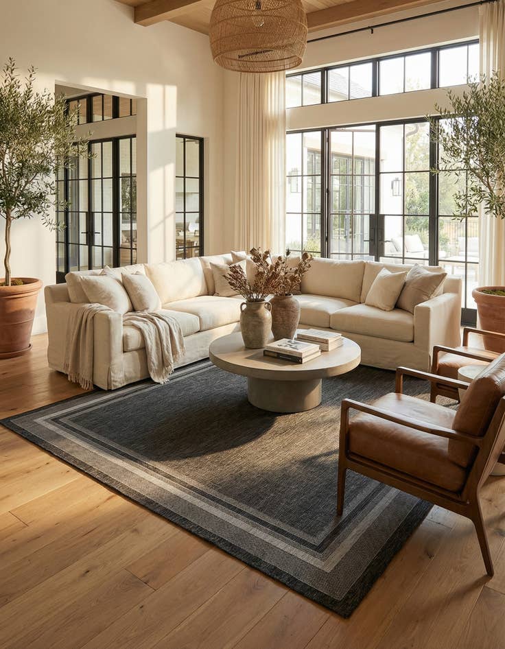 Detail image of  8' x 13'  Washable Border Indoor / Outdoor Rug