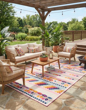 Pink Easy-Clean Aruba Indoor / Outdoor Rug