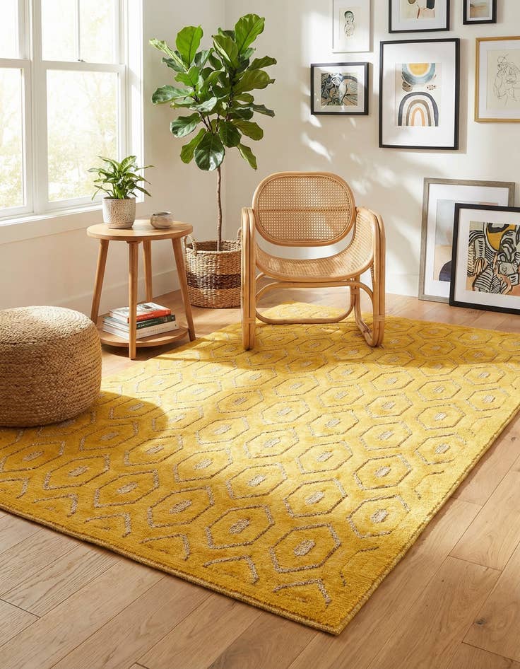 Detail image of 4' x 6'  Washable Trellis Textured Indoor / Outdoor Rug