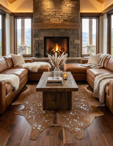 6' 6 x 7' 1 Cowhide Leather Freeform Rug