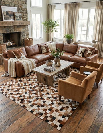 8' x 10' Cowhide Leather Rug