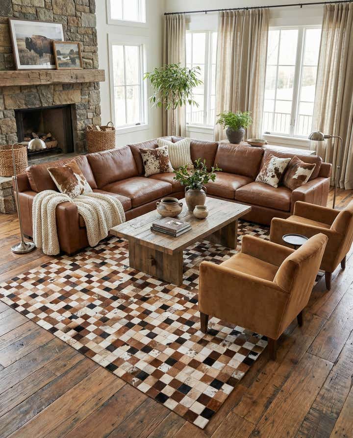 8' x 10' Cowhide Leather Rug