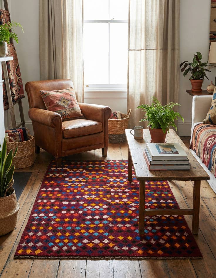 Detail image of 4' x 5' 9  Hand Knotted Balouch Wool Rug