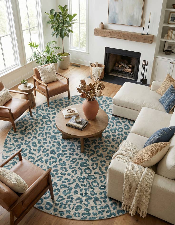 Detail image of 13' x 13'  Washable Safari Indoor / Outdoor Round Rug