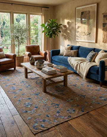 6' 5 x 9' Hand Woven Kilim Suzani Wool Rug
