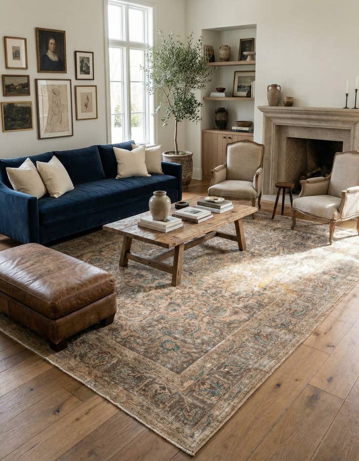 Detail image of 9' 8 x 12' 9  Hand Knotted Ultra Vintage Persian Wool Rug