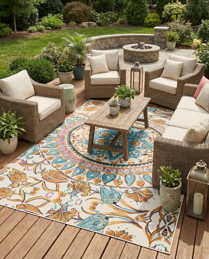 8' x 10' Easy-Clean Traditional Indoor / Outdoor Rug