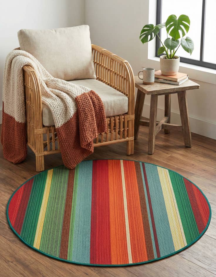 Detail image of 3' x 3'  Washable Modern Indoor / Outdoor Round Rug
