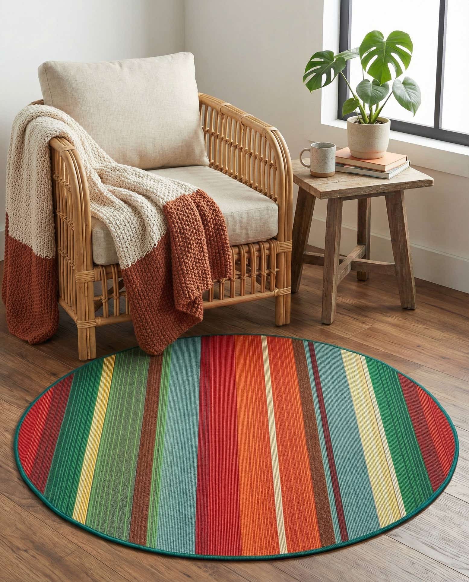 3' x 3' Easy-Clean Modern Indoor / Outdoor Round Rug