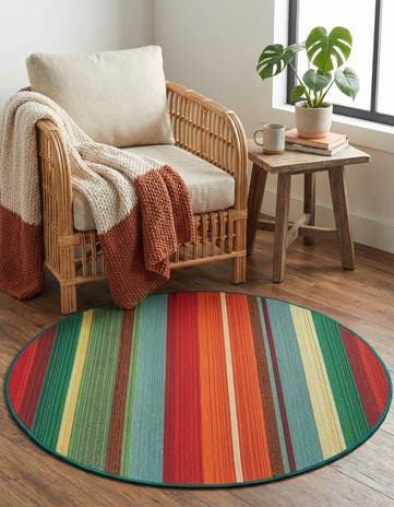 3' x 3' Easy-Clean Modern Indoor / Outdoor Round Rug